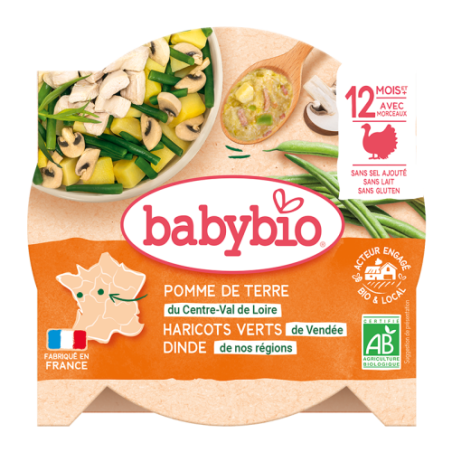 Dun gesneden aardappelplakjes,  sperciebonen & kalkoen met dragon