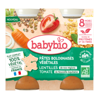Pâtes bolognaises végétales - Lentilles de nos régions, tomate de Nouvelle Aquitaine, Origan