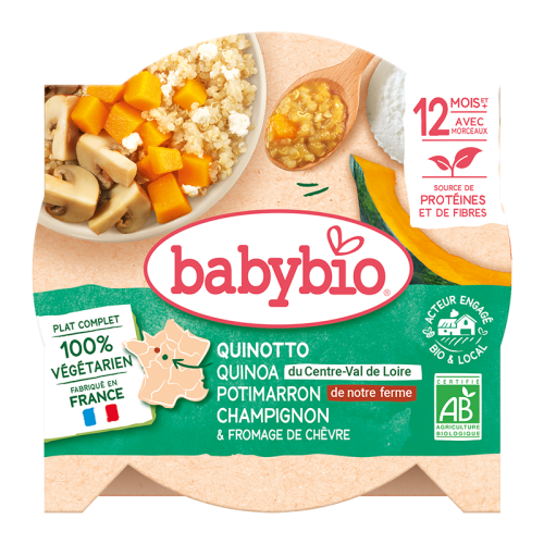 Quinotto végétarien - Quinoa du Centre Val de Loire, Potimarron vert de notre Ferme, Champignons & Fromage de Chèvre