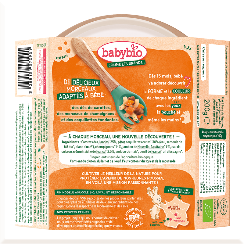 Carrot Mushroom Ham Pasta Plate
