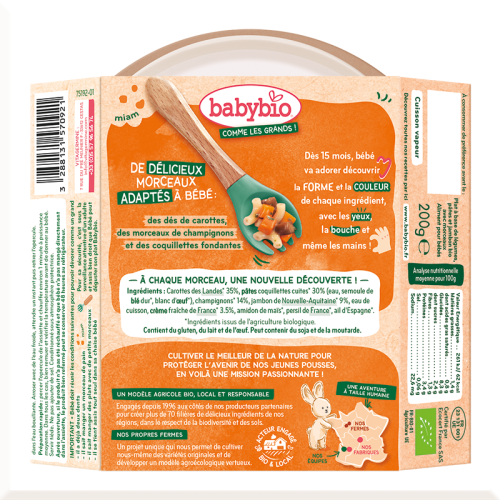 Carrot Mushroom Ham Pasta Plate